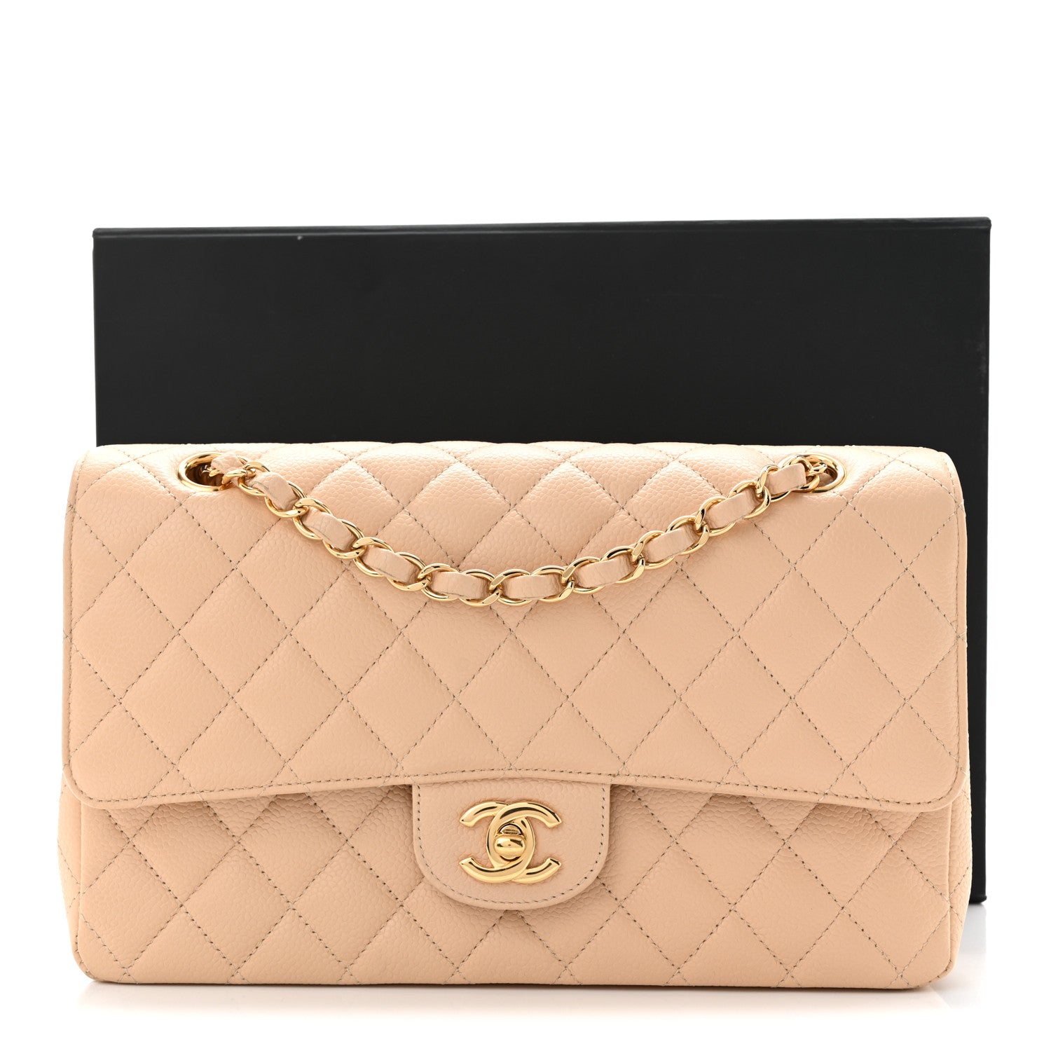 Chanel Caviar Quilted Medium Double Flap Beige 11 of 11