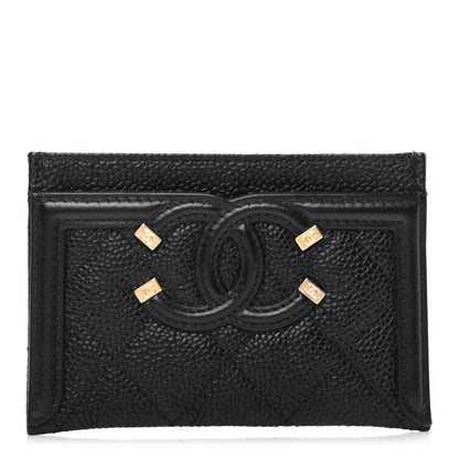 Chanel Caviar Quilted Filigree Card Holder Black 1 of 8