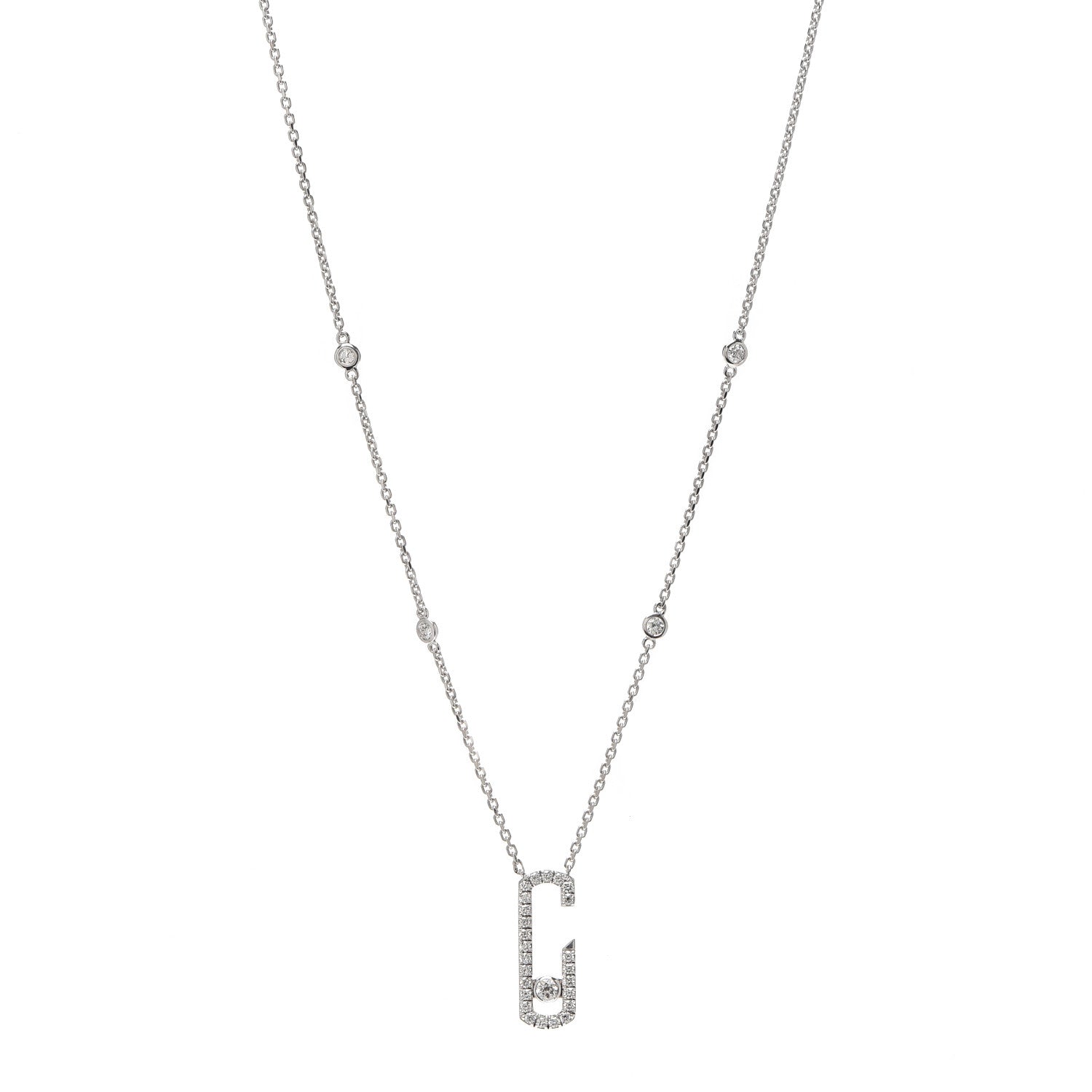 Messika X GIGI HADID 18K White Gold Diamond Move Addiction Pave Necklace 1 of 5