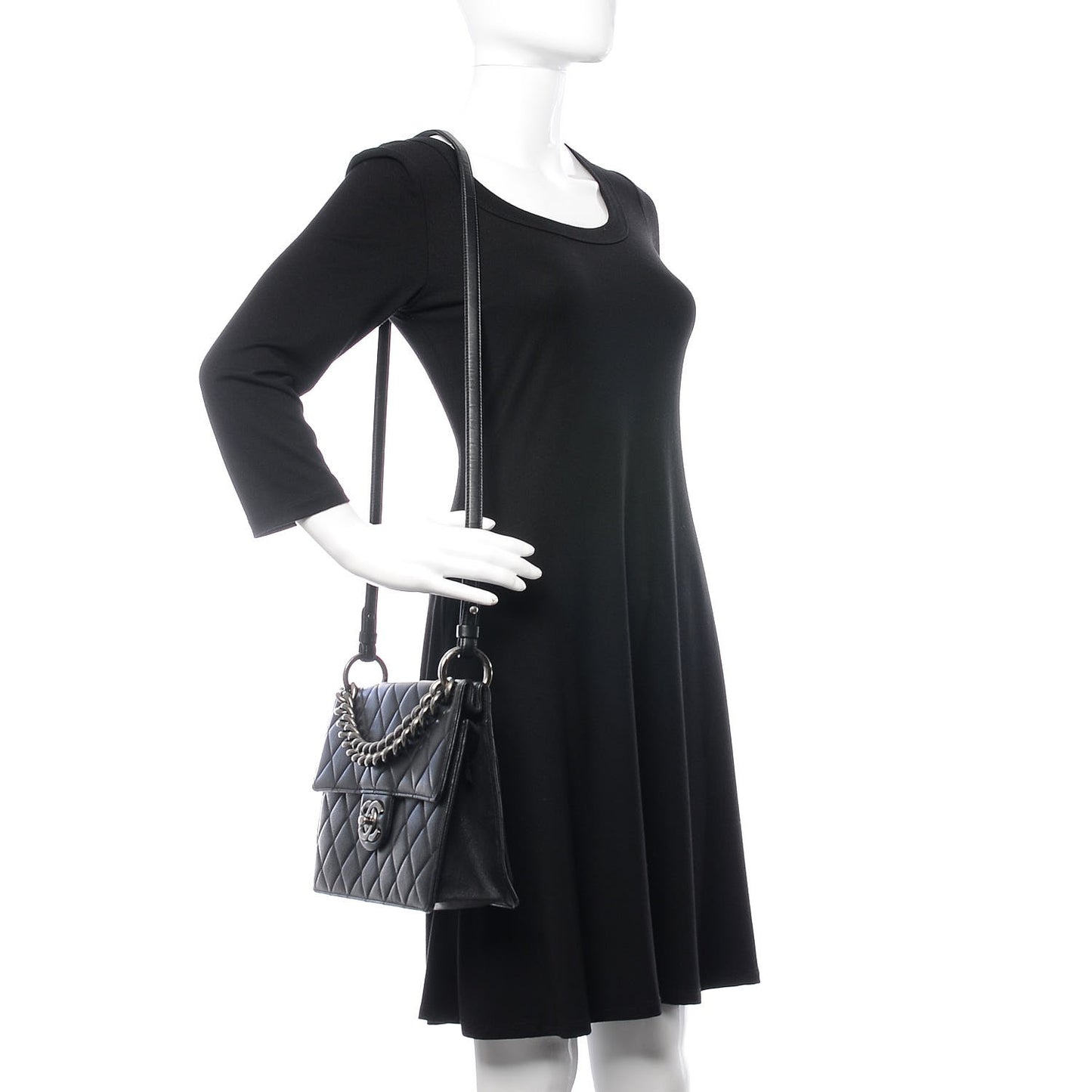 Caviar Quilted Large Retro Class Flap Black
