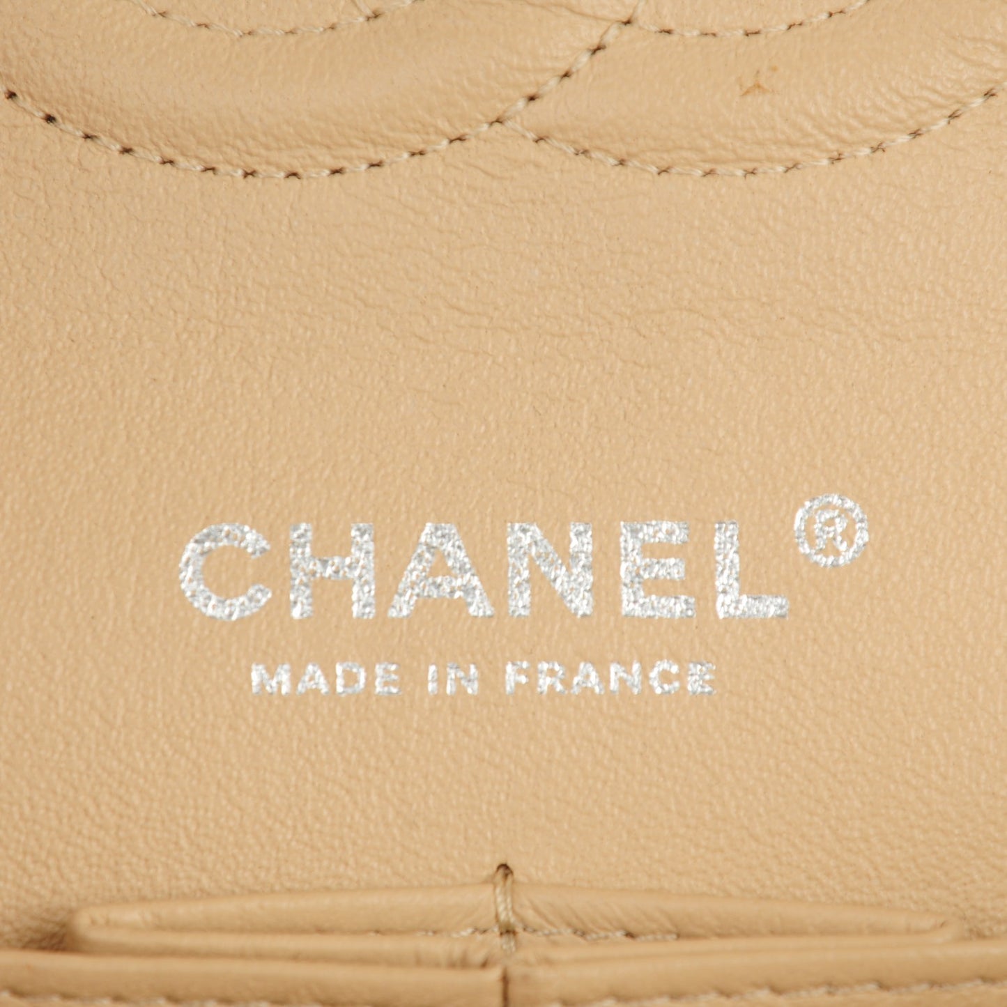 Lambskin Quilted Medium Double Flap Beige