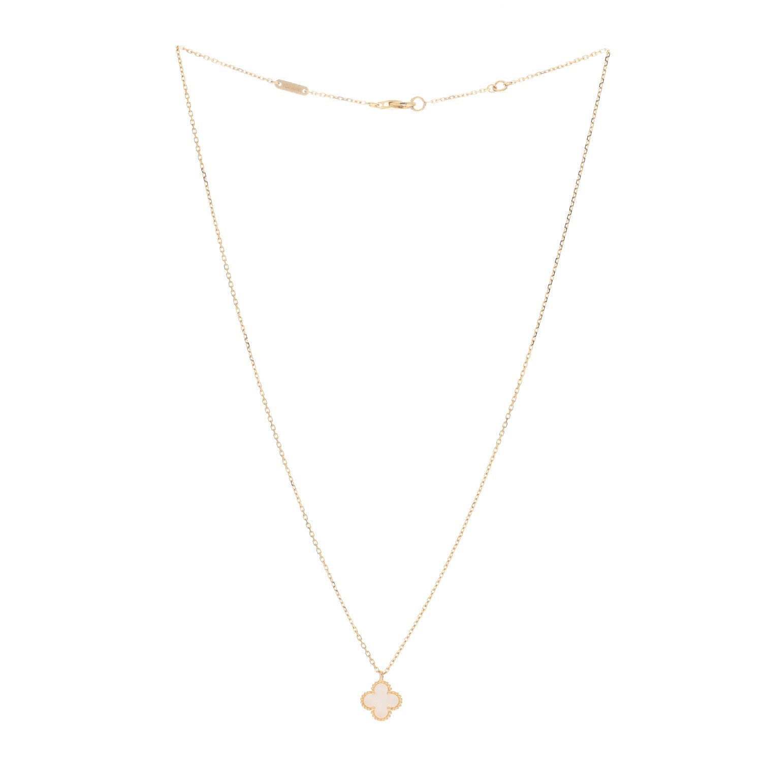 Van Cleef & Arpels 18K Yellow Gold Mother of Pearl Sweet Alhambra Pendant Necklace 2 of 5