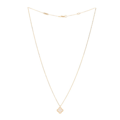 Van Cleef & Arpels 18K Yellow Gold Mother of Pearl Sweet Alhambra Pendant Necklace 2 of 5