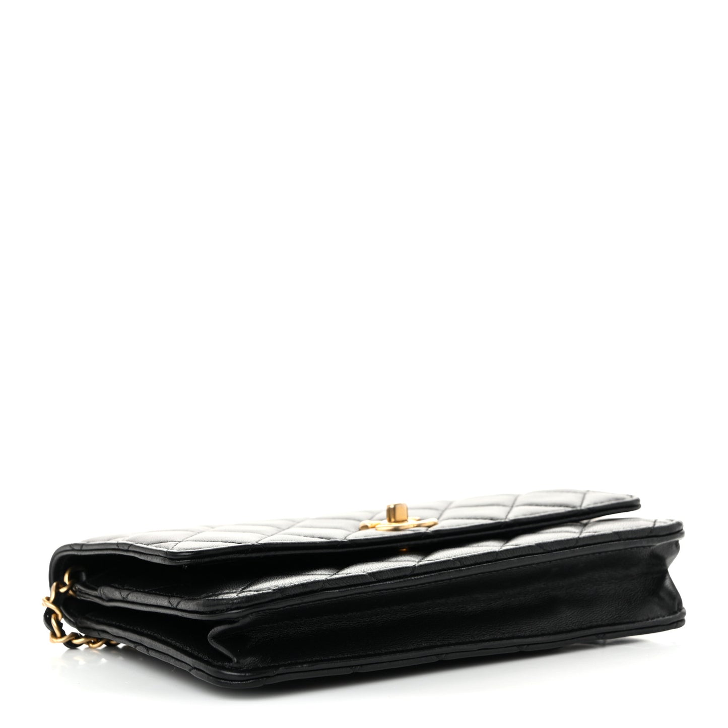 Lambskin Quilted CC Pearl Crush Wallet on Chain WOC Black