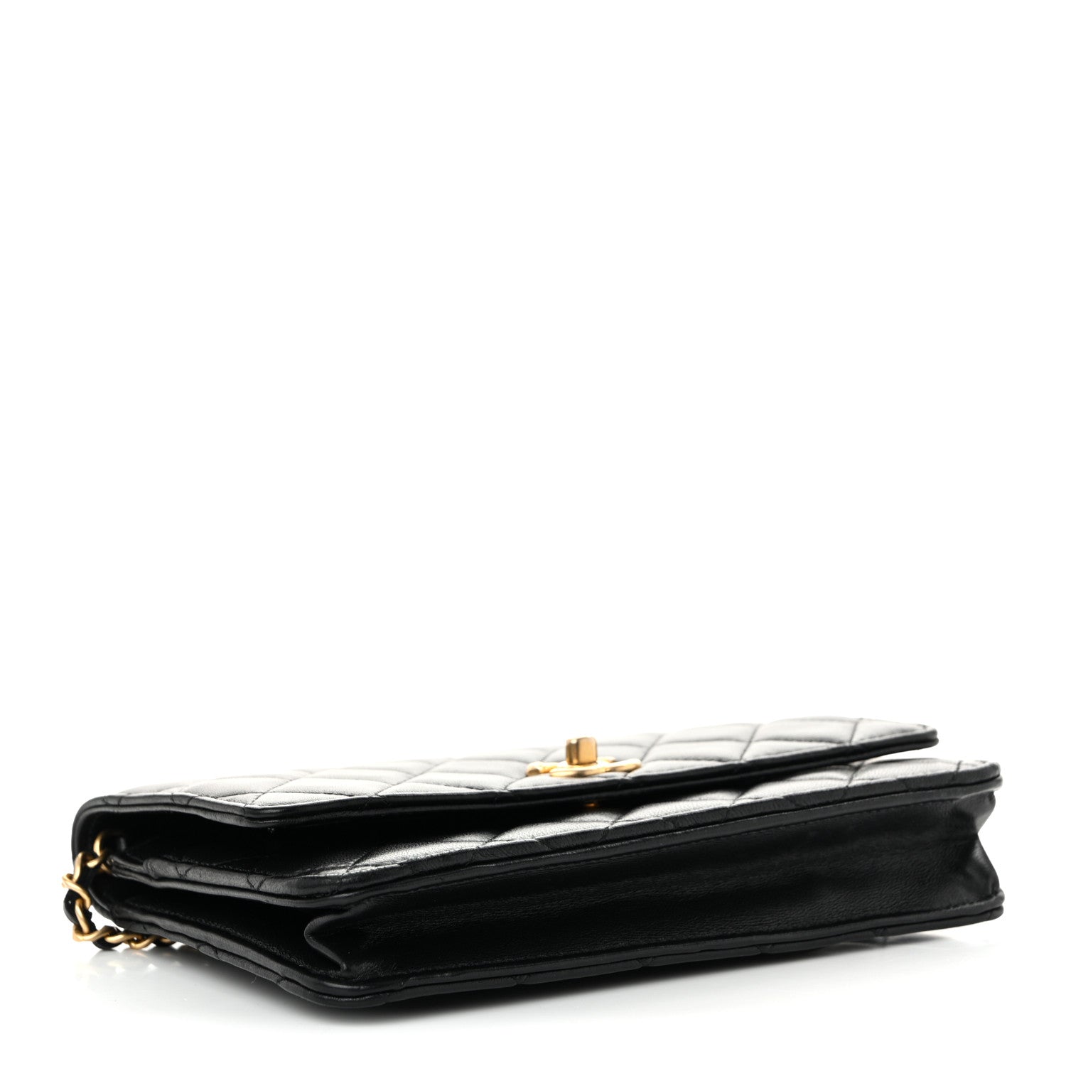 Chanel Lambskin Quilted CC Pearl Crush Wallet on Chain WOC Black 4 of 11