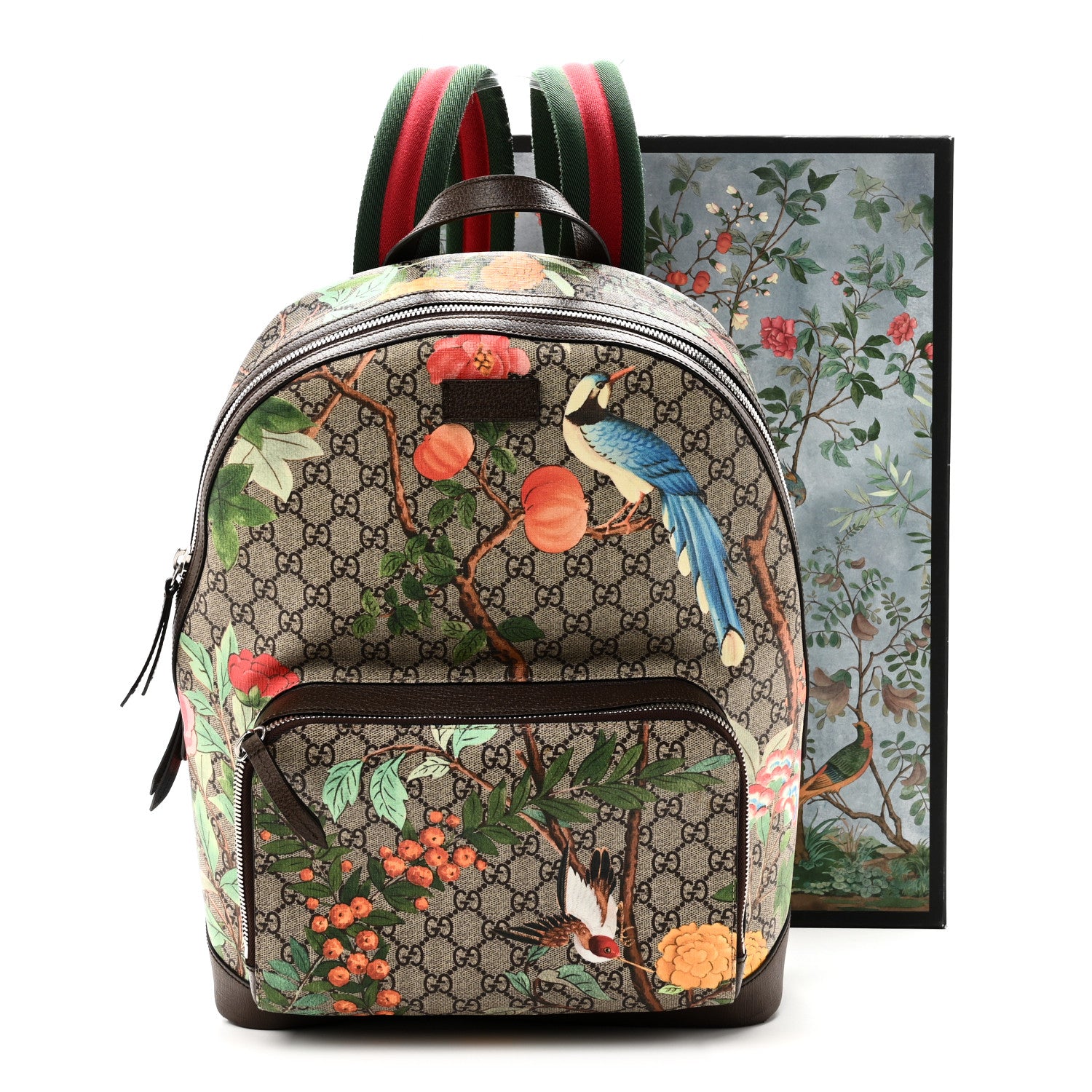 Gucci GG Supreme Monogram Tian Web Small Day Backpack Beige