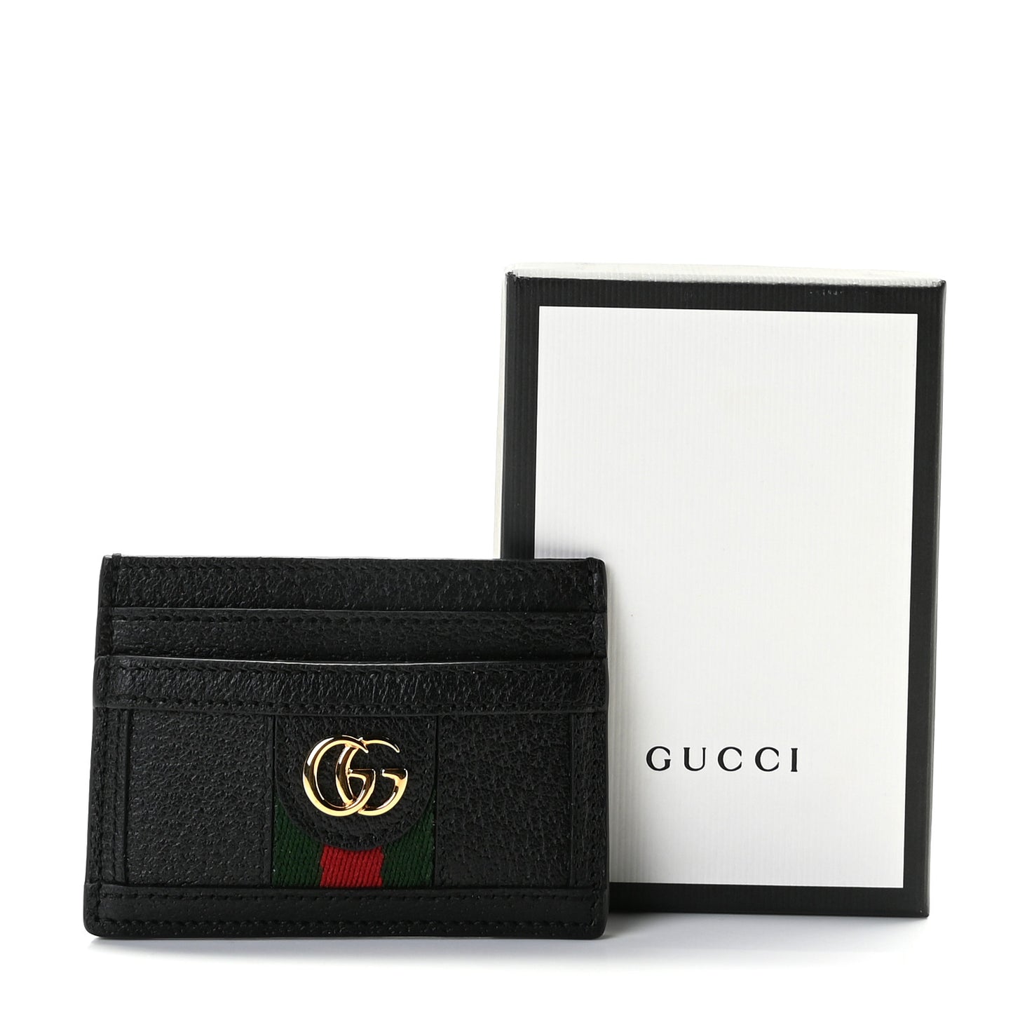 Calfskin Web GG Ophidia Card Holder Black