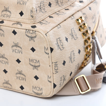 MCM Visetos Small Side Stud Stark Backpack Beige 9 of 9
