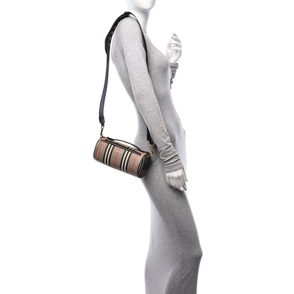 Burberry E-Canvas Calfskin Stripe Icon Barrel Bag Archive Beige 2 of 10