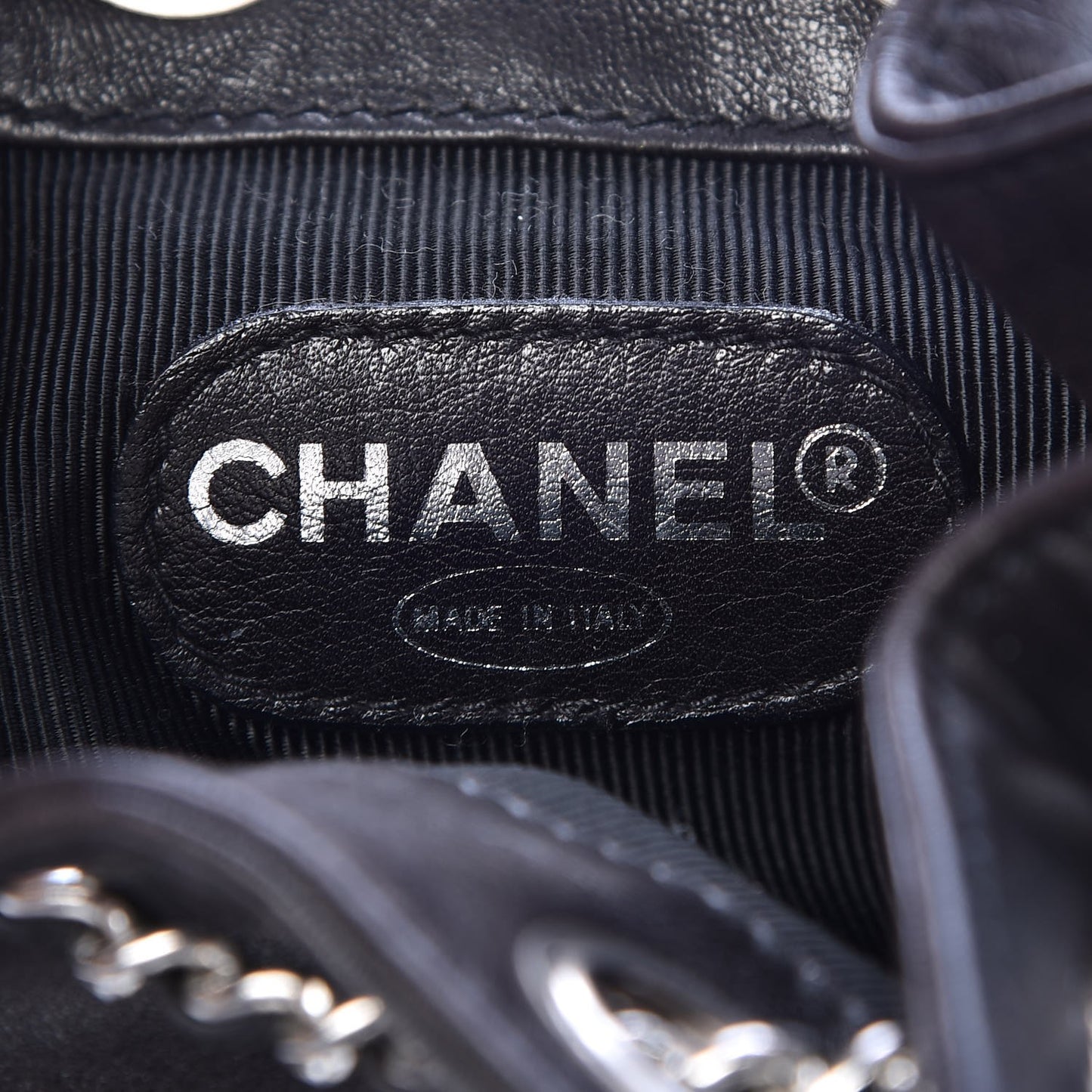 Lambskin CC Drawstring Backpack Black