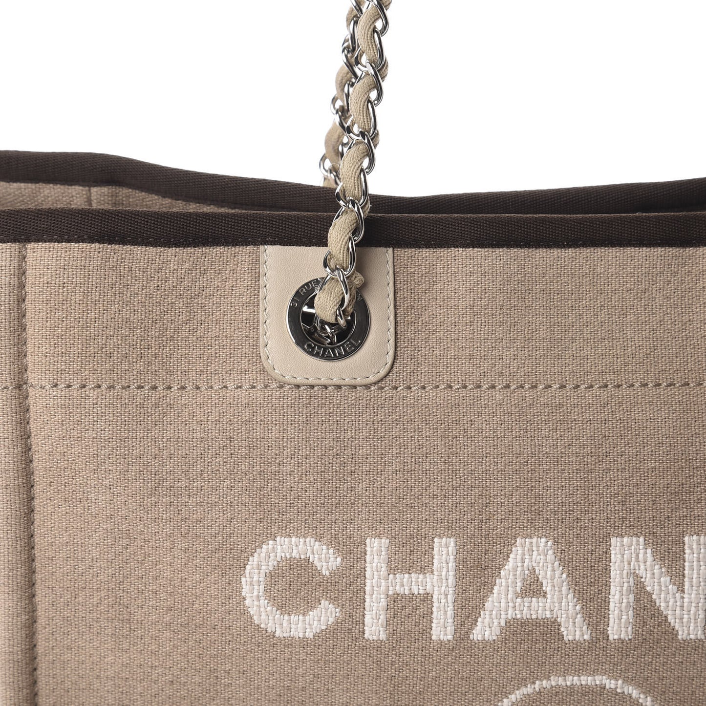 Canvas Small Deauville Tote Beige Brown