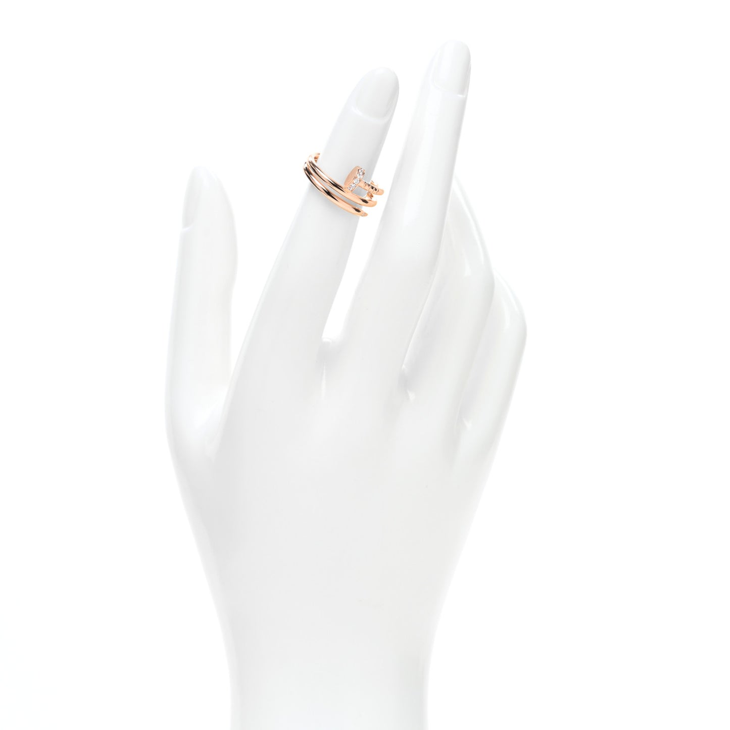 18K Pink Gold Diamond Double Juste Un Clou Ring 48 4.5