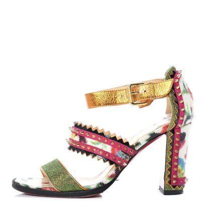 Christian Louboutin Metallic Glitter Spiked Montezumina 85 Sandals 37 Multicolor 1 of 21
