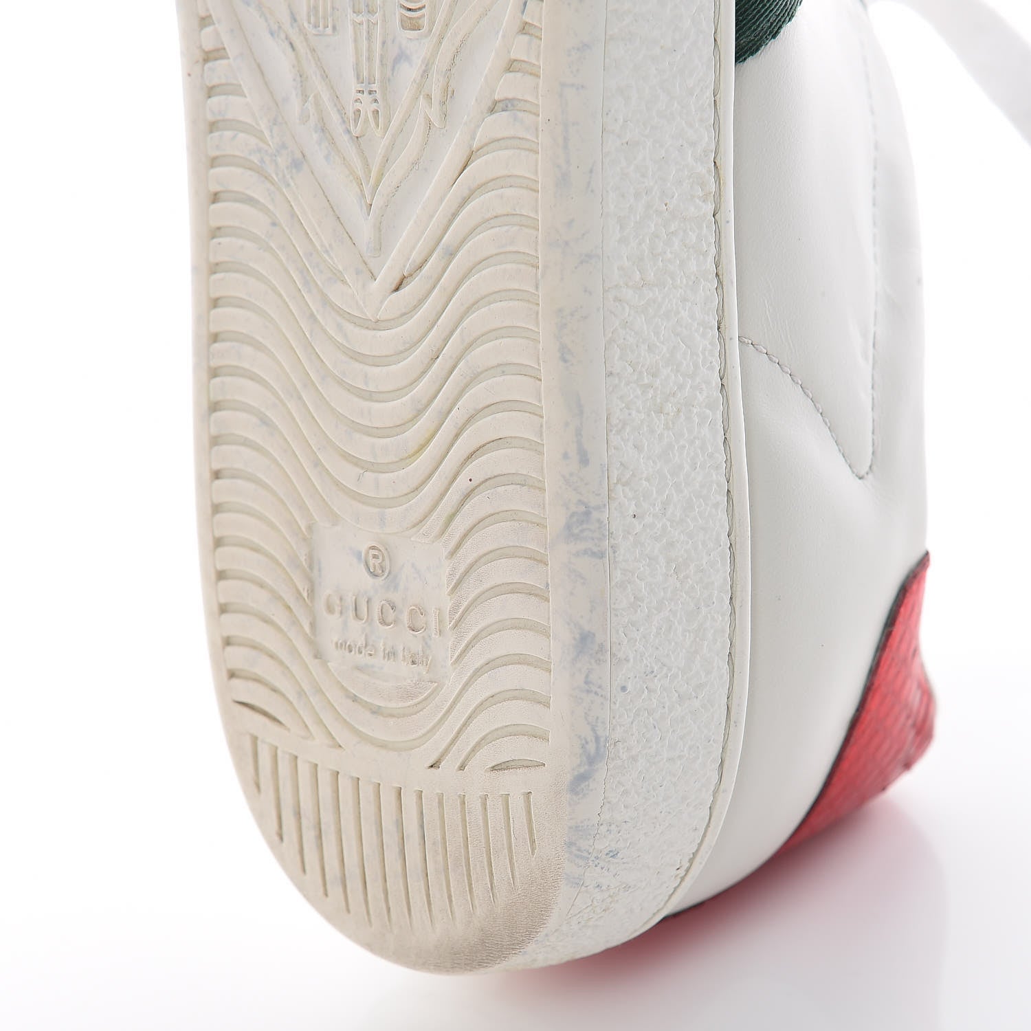 Gucci Calfskin Ayers Bee Embroidered Ace Sneakers 38.5 White Green 15 of 27