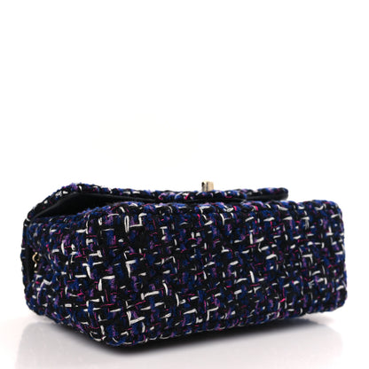 Chanel Tweed Quilted Mini Rectangular Flap Navy Purple 4 of 9