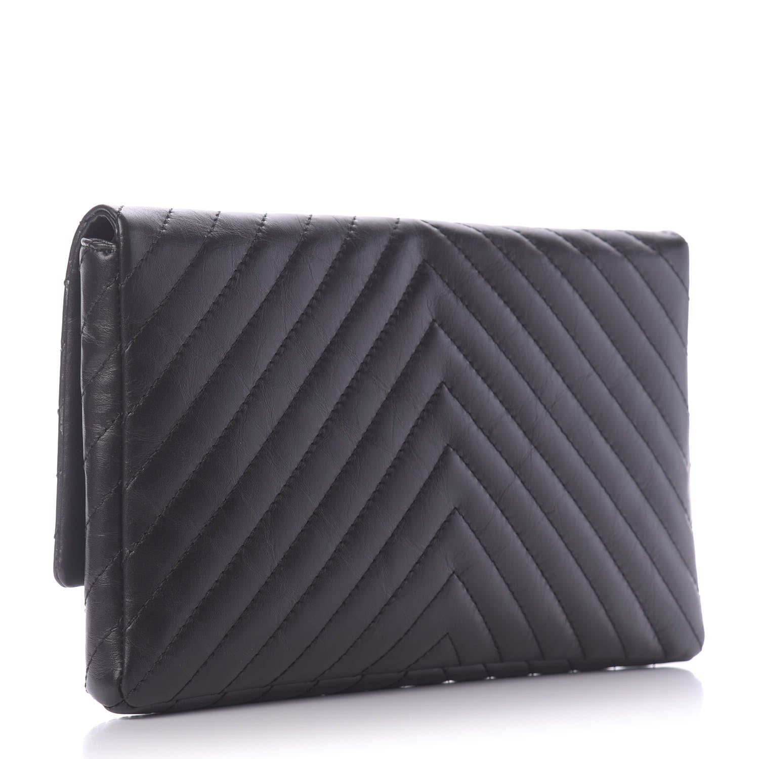 Chanel Aged Calfskin Chevron Quilted Reissue 2.55 Clutch Black 3 of 10