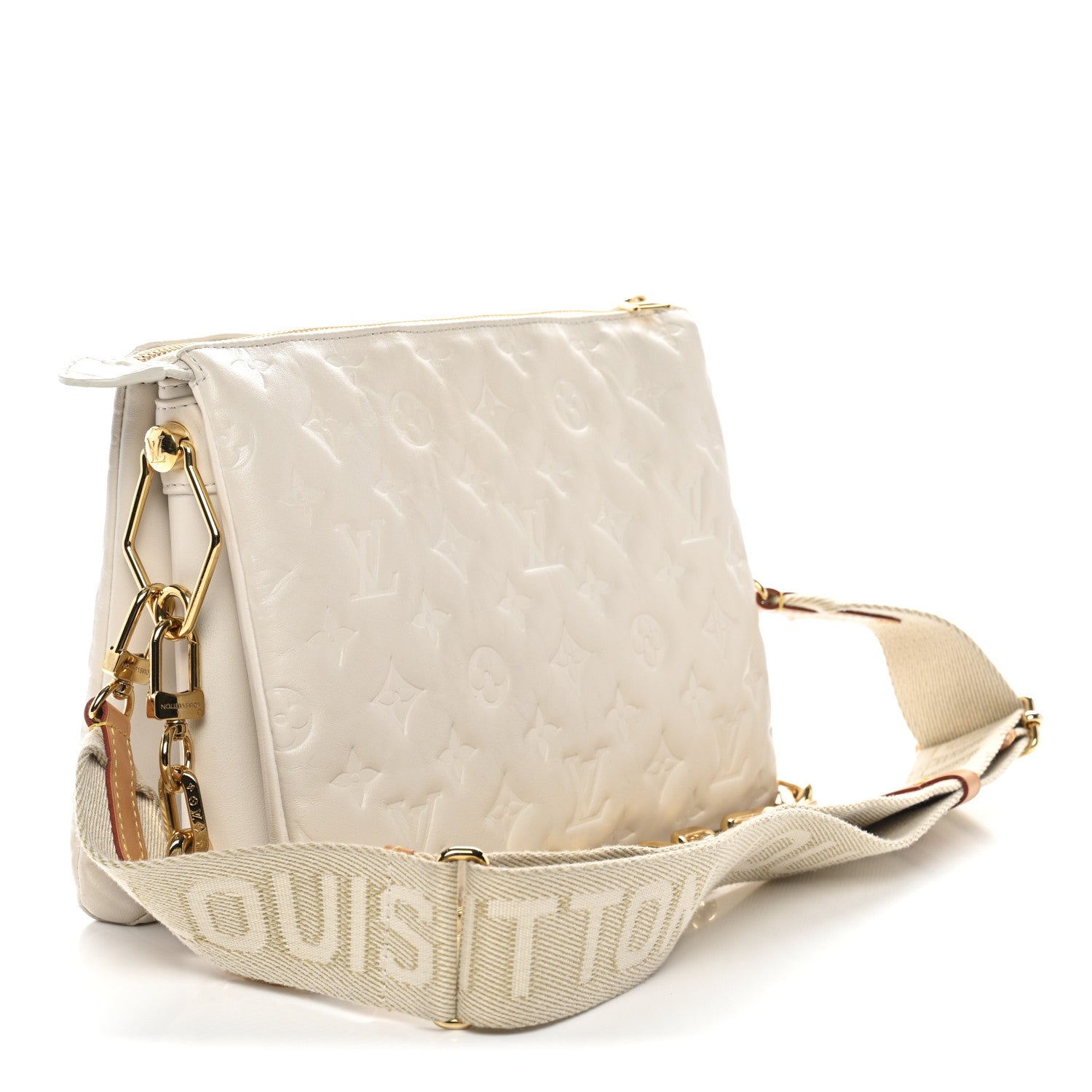 Louis Vuitton Lambskin Embossed Monogram Coussin PM Beige Cream 3 of 12