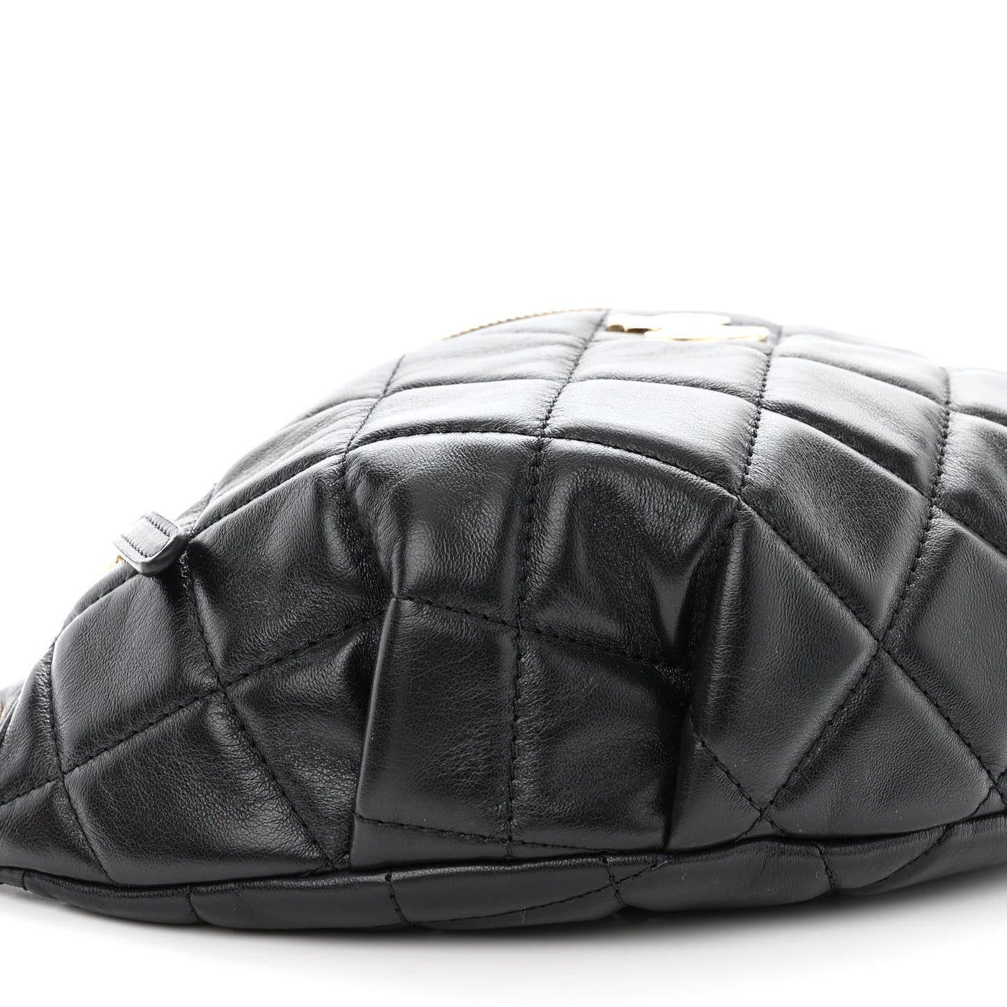 Lambskin Quilted Waist Bag Fanny Pack Black