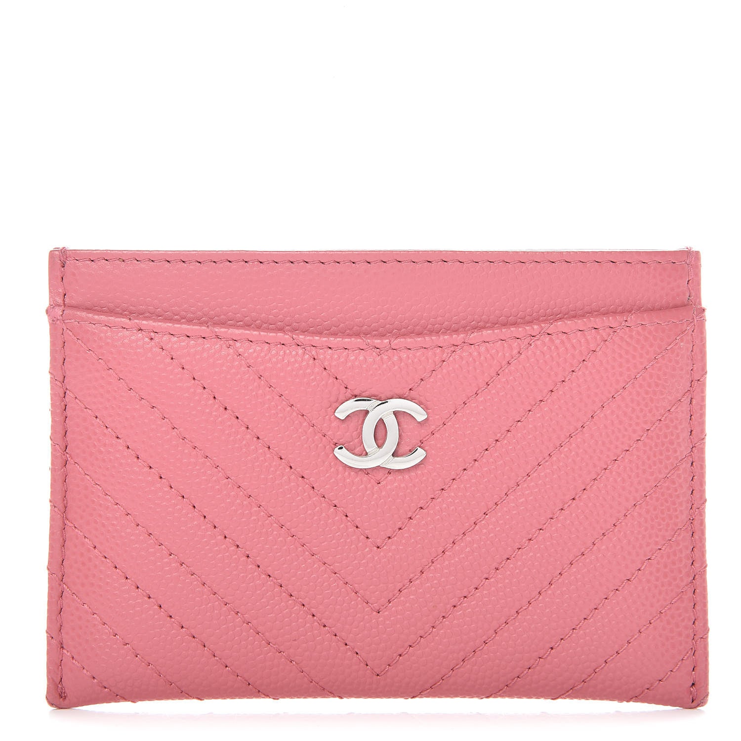 Chanel Caviar Chevron Quilted Card Holder Pink 1 of 9