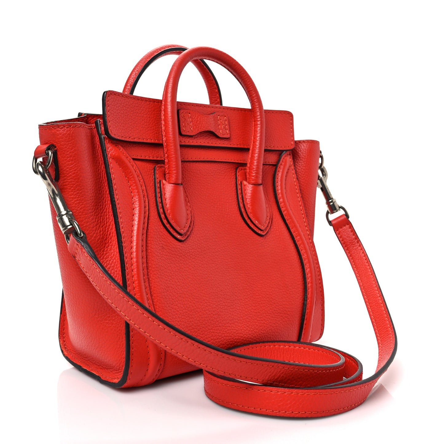 Drummed Calfskin Nano Luggage Vermillion