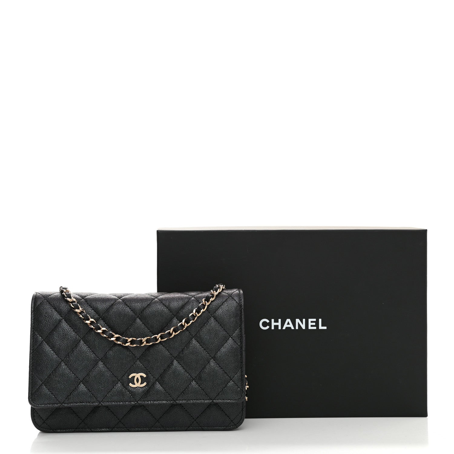 Chanel Iridescent Caviar Quilted Wallet On Chain WOC Black 11 of 11