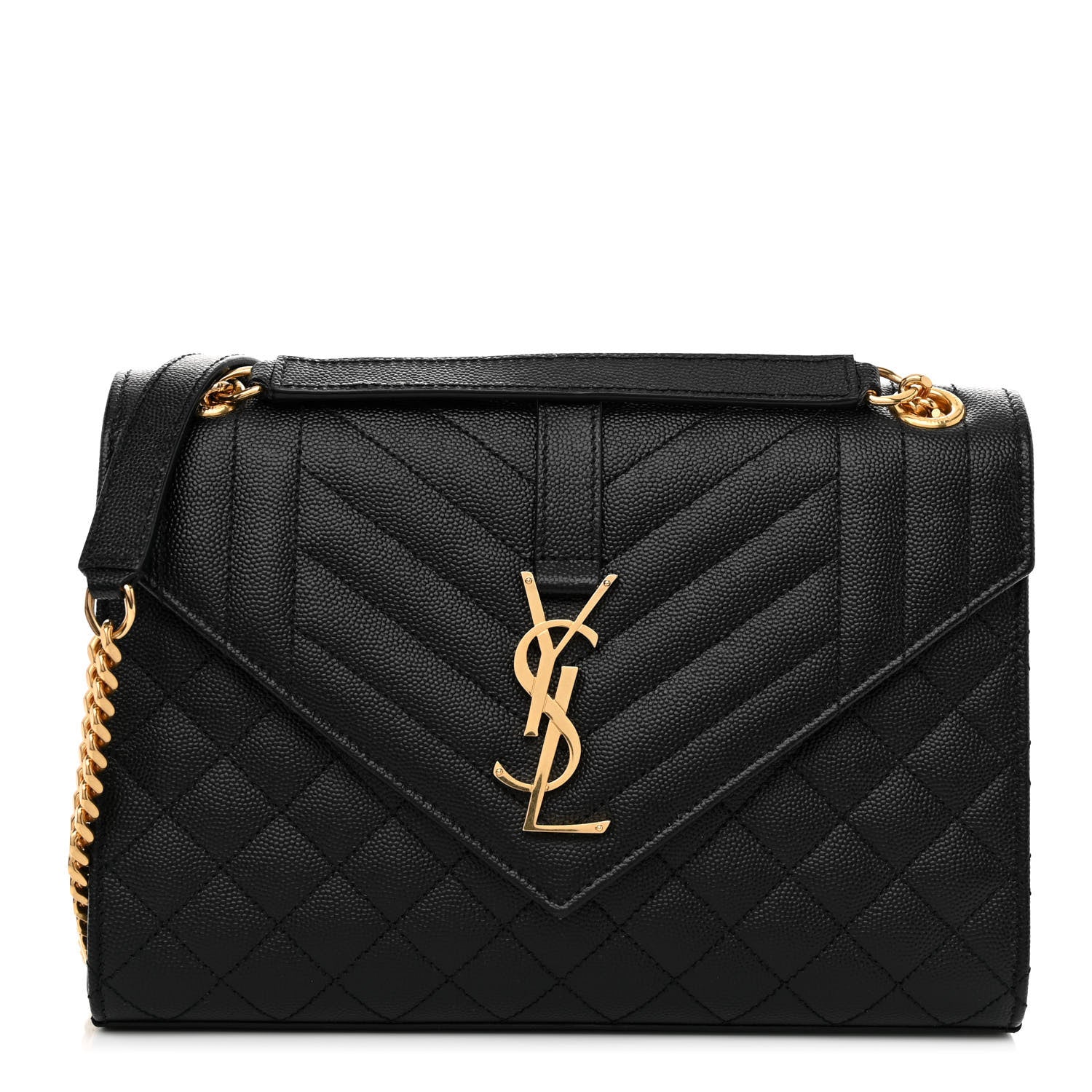 Saint Laurent Grain De Poudre Textured Mixed Matelasse Triquilt Medium Monogram Satchel Black 1 of 9