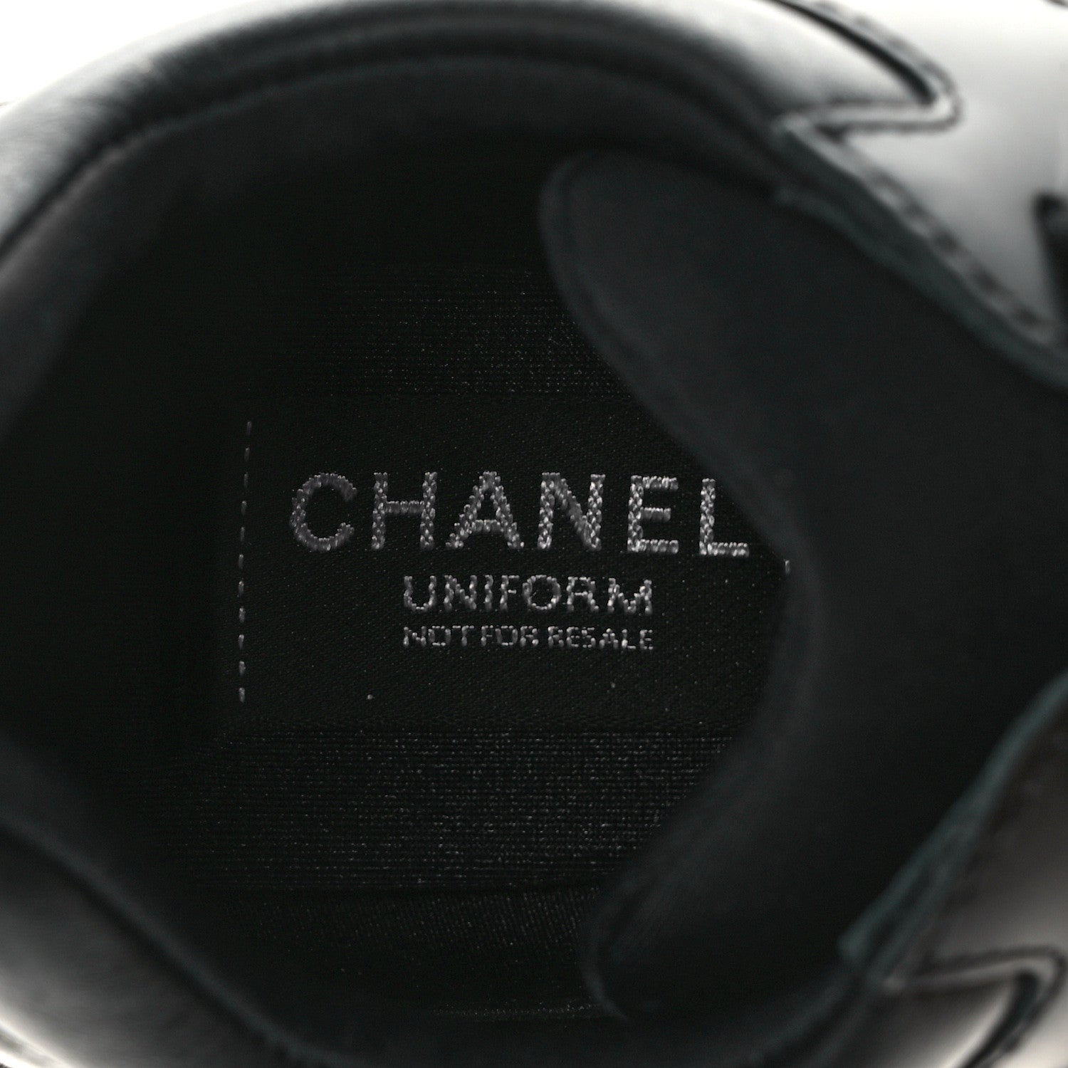 Chanel Lambskin Fabric CC Uniform Sneakers 37.5 Black 7 of 8