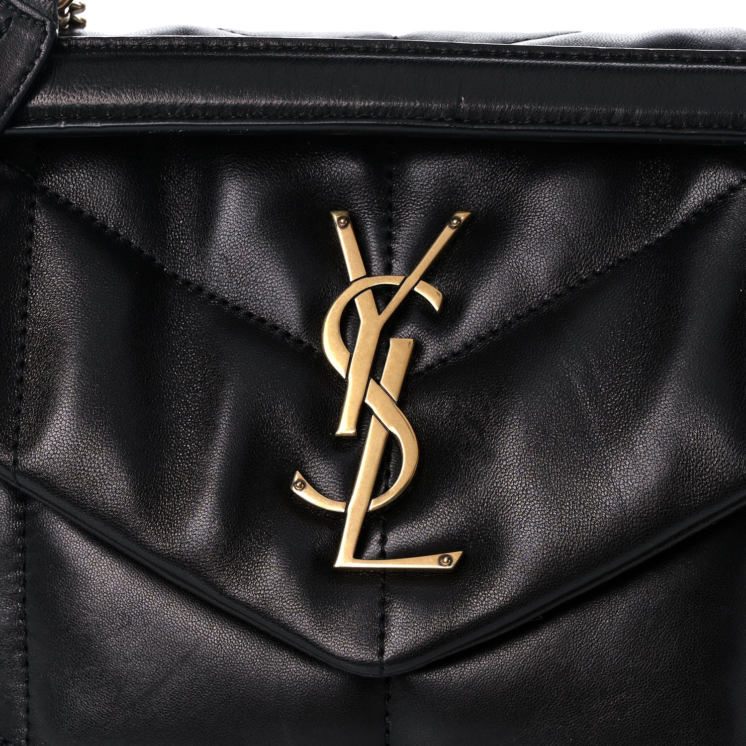 Saint Laurent Lambskin Quilted Small Loulou Puffer Monogram Chain Satchel Black 9 of 13