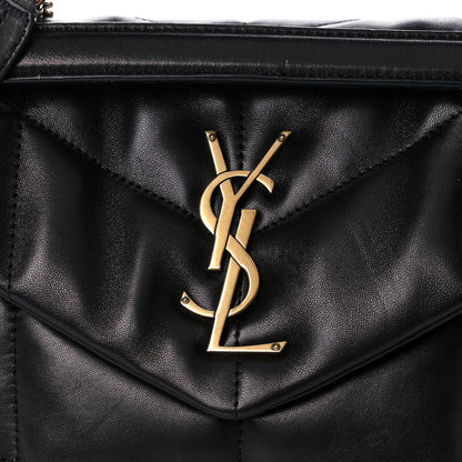 Saint Laurent Lambskin Quilted Small Loulou Puffer Monogram Chain Satchel Black 9 of 13