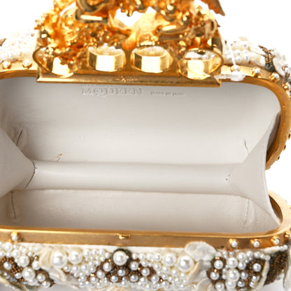 Alexander McQueen Embroidered Pearl Angel Knuckle Box Clutch Ivory Gold 4 of 15