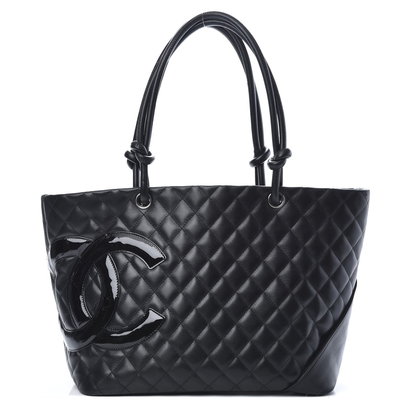 Calfskin Quilted Large Cambon Tote Black
