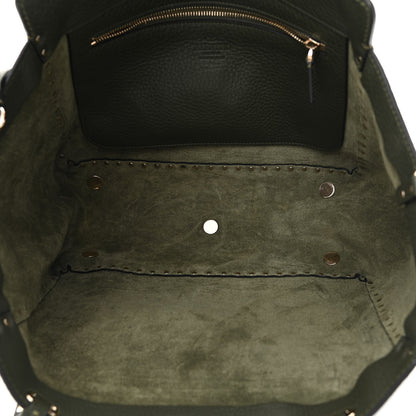 Valentino Garavani Pebbled Calfskin Medium Rockstud Tote Army Green 5 of 9