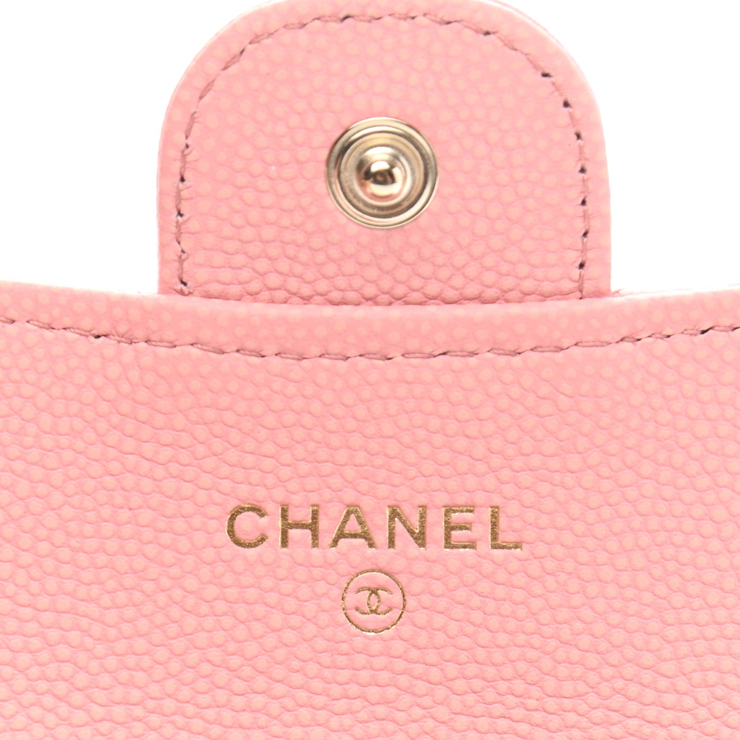 Caviar Flat Chevron Quilted Flap Card Holder Pink