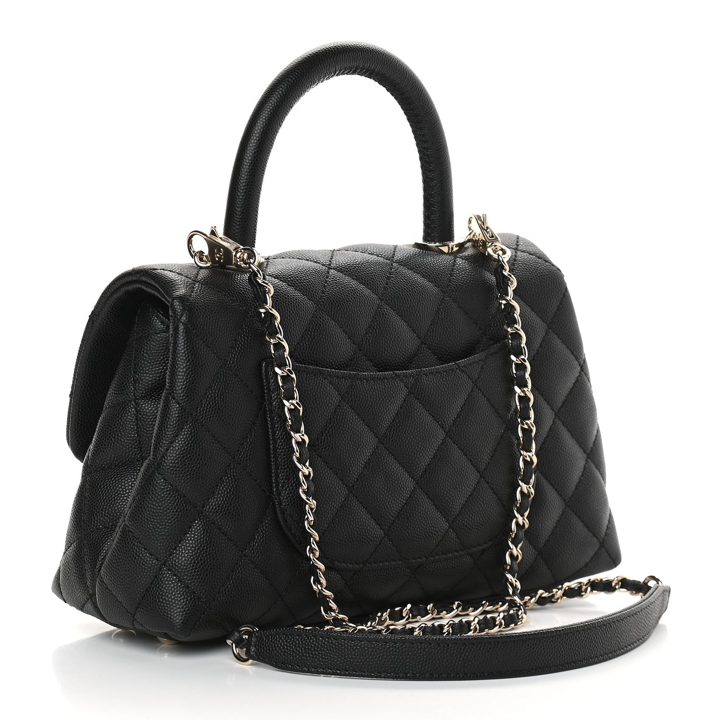 Caviar Quilted Mini Coco Handle Flap Black