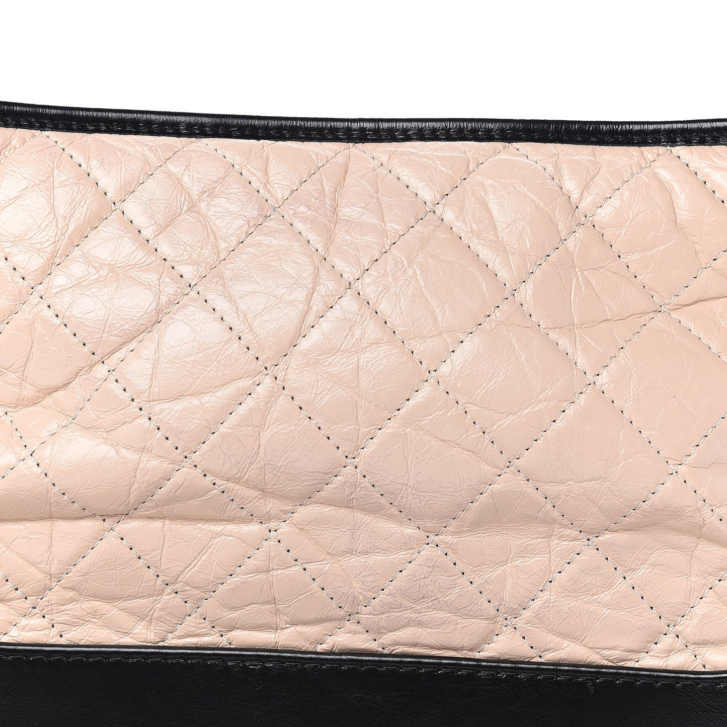 Aged Calfskin Quilted Medium Gabrielle Hobo Beige Black