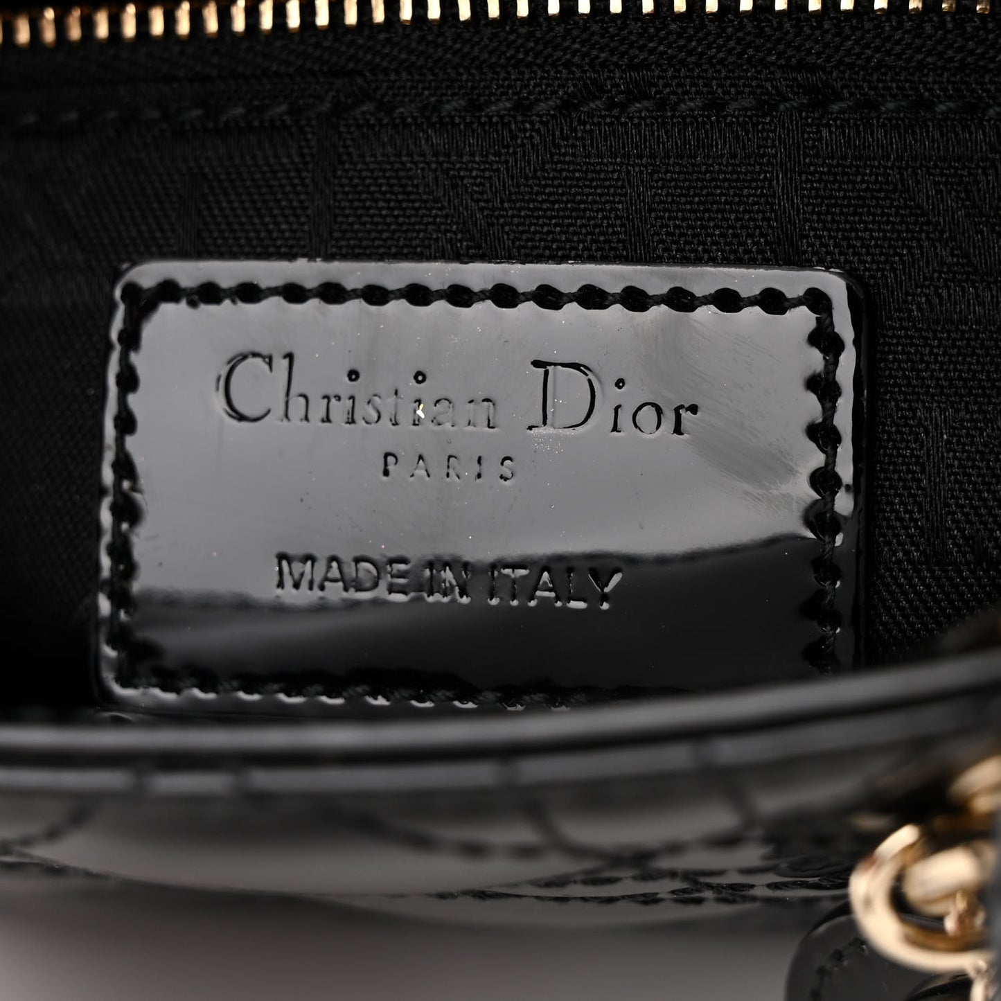 Patent Cannage Mini Lady Dior Black