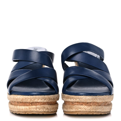 Jimmy Choo Calfskin Prima Cork Wedge Sandals 38.5 Blue 2 of 10