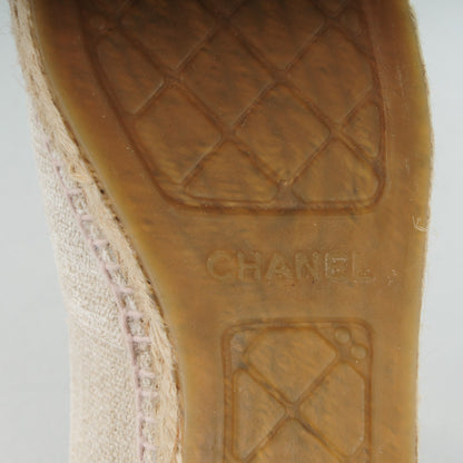 Chanel Toile Sequin CC Espadrilles 37 Beige Black 7 of 9