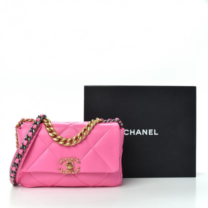 Chanel Lambskin Quilted Medium Chanel 19 Flap Neon Pink 10 of 10