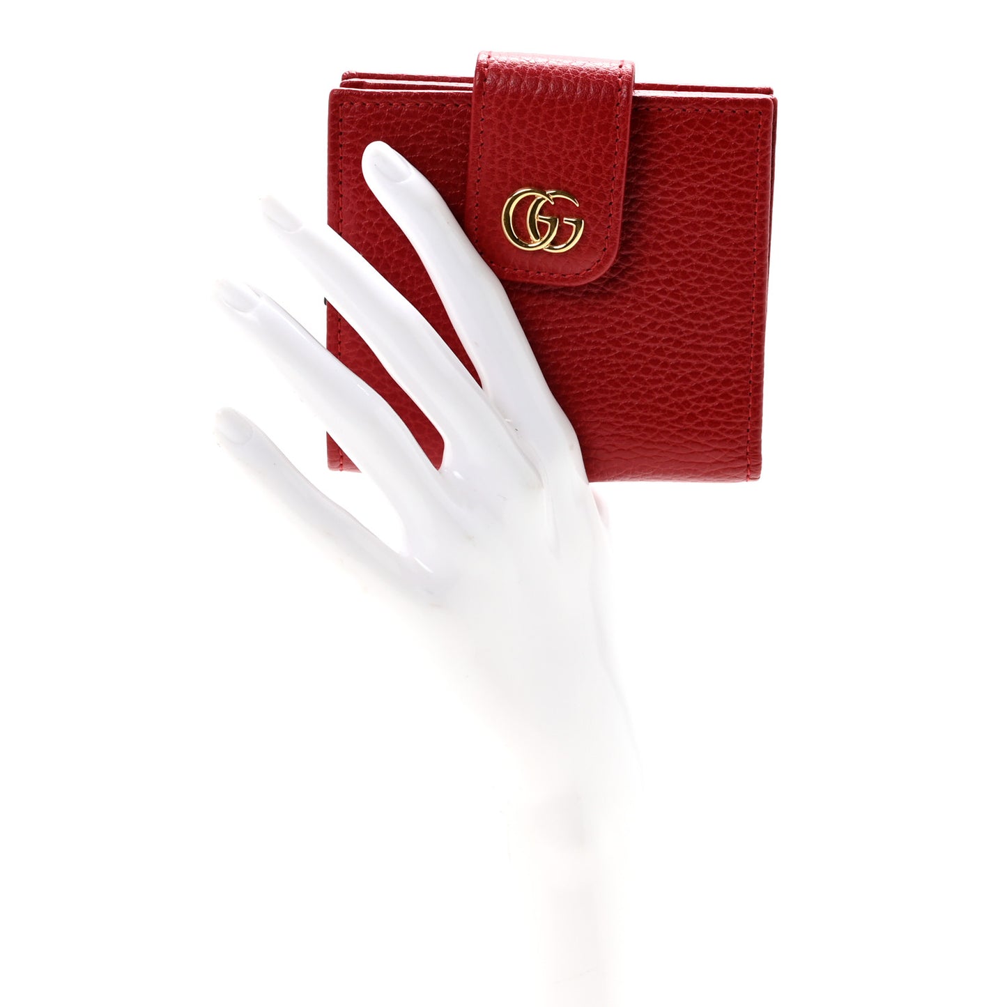 Dollar Calfskin GG Marmont French Wallet Hibiscus Red