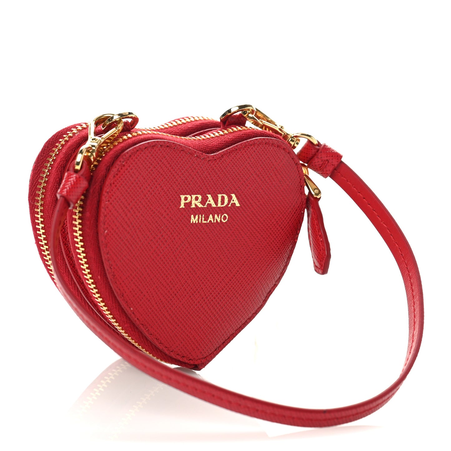 Saffiano Mini Heart Pouch Fuoco