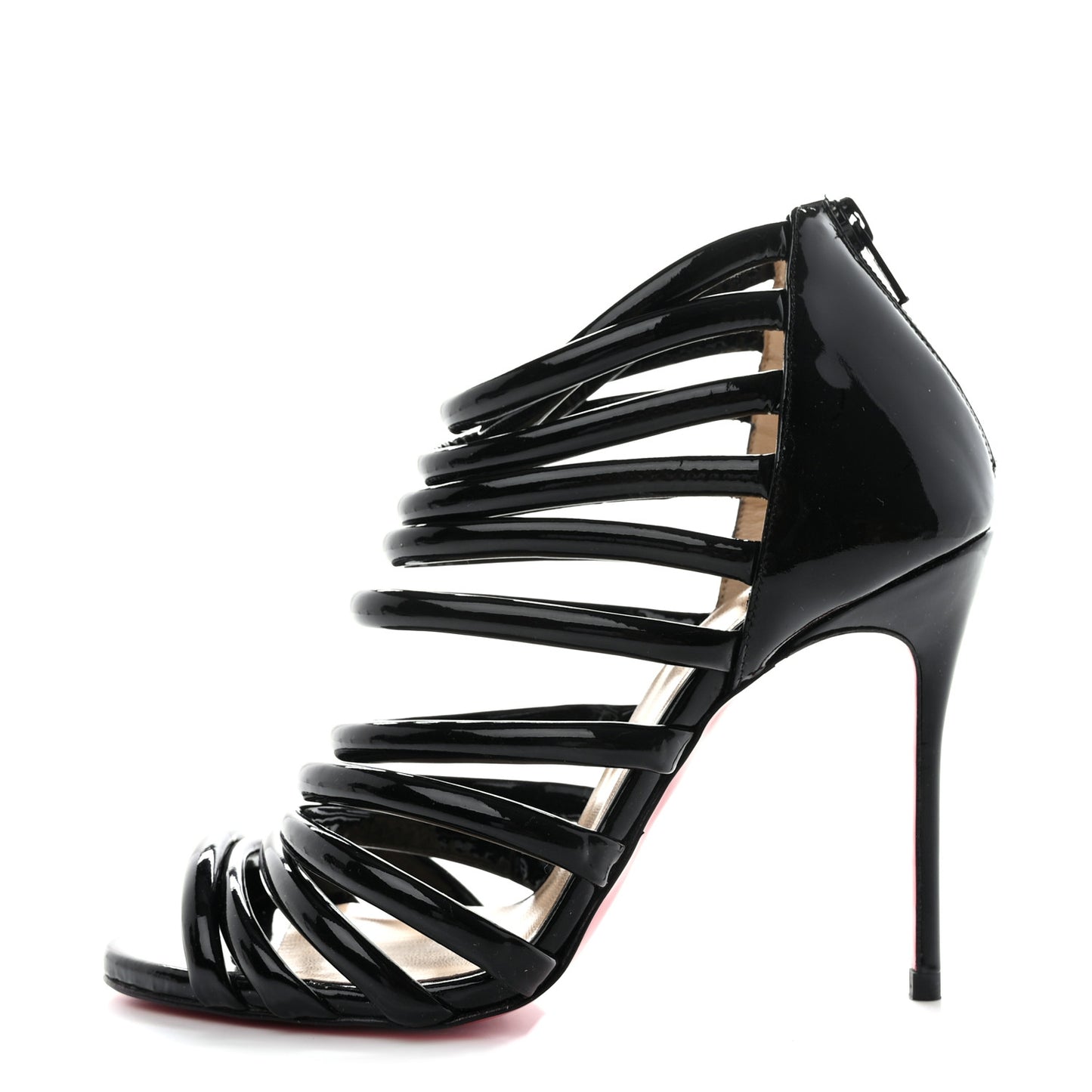 Patent Calfskin Macala 100 Cage Sandals 36.5 Black