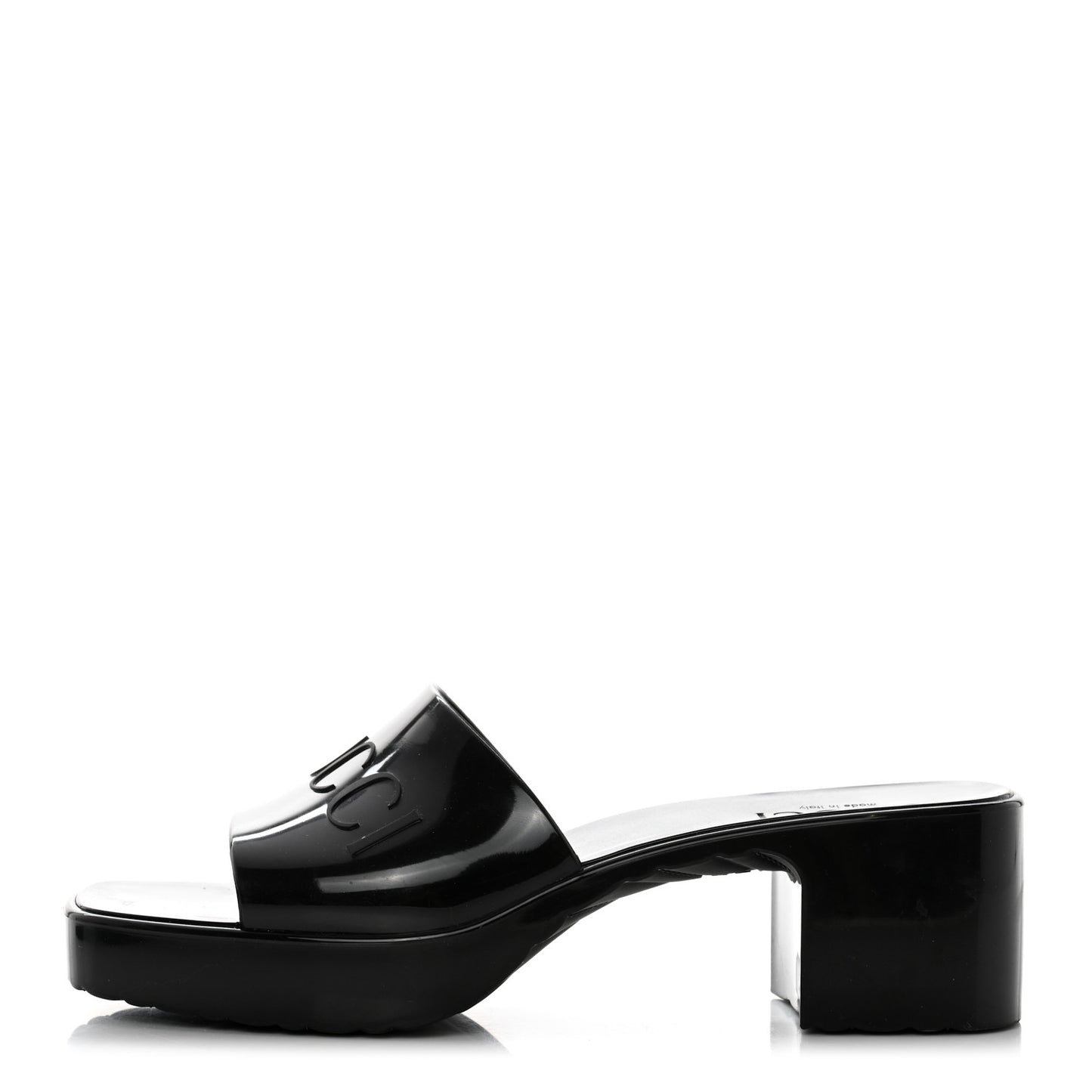 Rubber Gucci Logo Womens Platform 20/60mm Slide Sandals 37 Black
