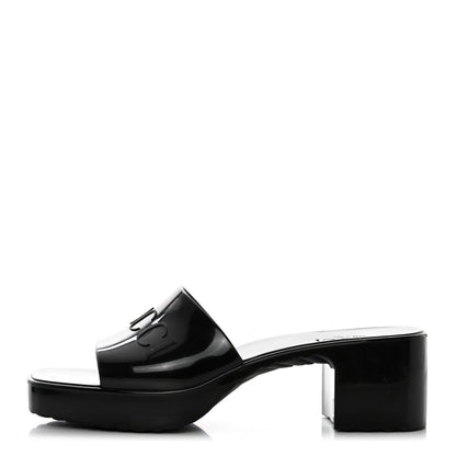 Gucci Rubber Gucci Logo Womens Platform 20/60mm Slide Sandals 37 Black 1 of 9