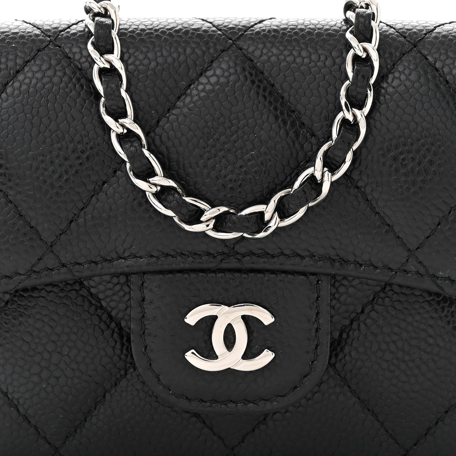 Chanel Caviar Quilted Flap Card Holder On Chain Black 9 of 13