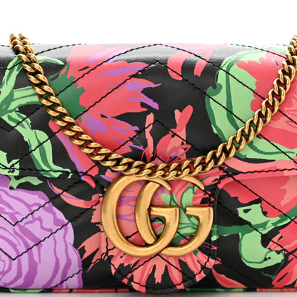 Gucci X KEN SCOTT Calfskin Matelasse Floral Print Super Mini GG Marmont Shoulder Bag Black 8 of 10