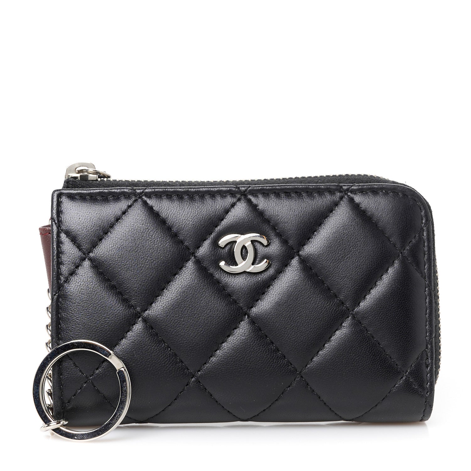 Chanel Lambskin Quilted Key Holder Case Black 1 of 9
