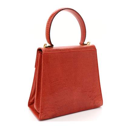 Salvatore Ferragamo Lizard Iconic Small Top Handle Bag Orange 3 of 9