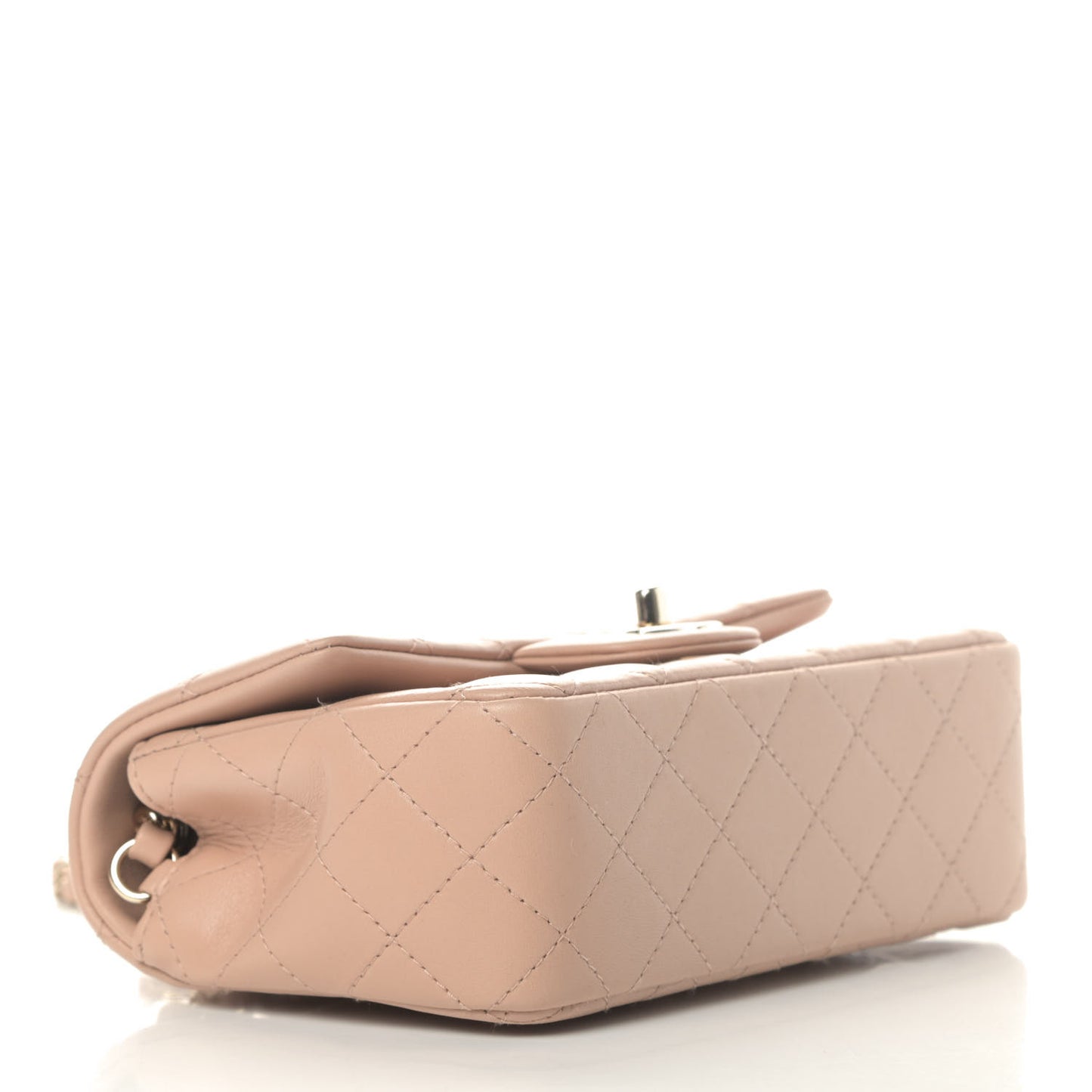 Lambskin Quilted Mini Rectangular Flap Beige