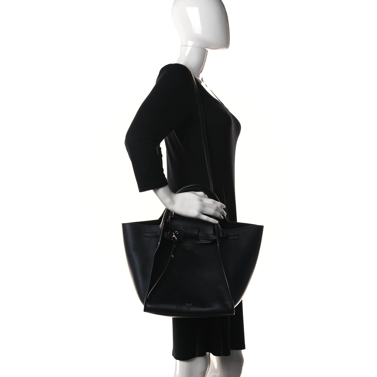 Celine Supple Grained Calfskin Small Long Strap Big Bag Black 2 of 13